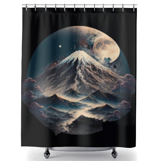 Fuji moon light. Shower Curtains