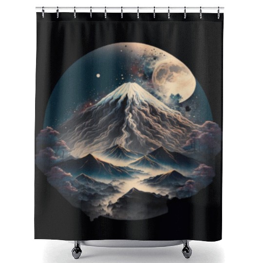 Fuji moon light. Shower Curtains