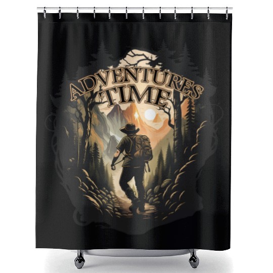 Adventure time in mountains Shower Curtains