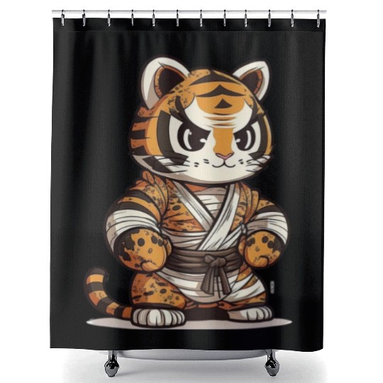 a lion in a kimono Shower Curtains