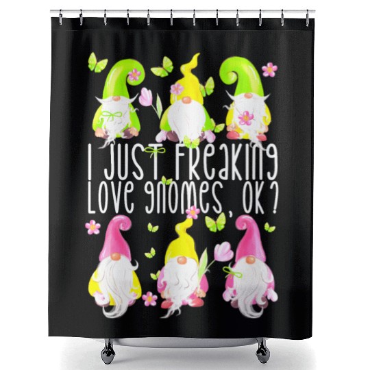 Funny Spring Gnome Quote For Women Girls Cute Summ Shower Curtains