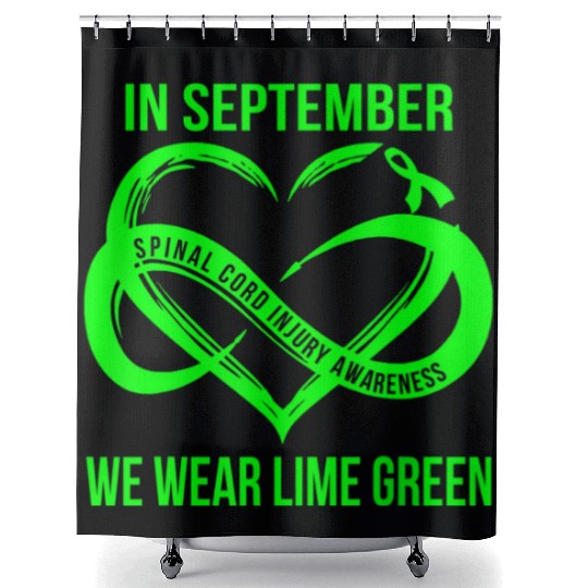 In September We Wear Lime Green Spinal Cord Injury Shower Curtains