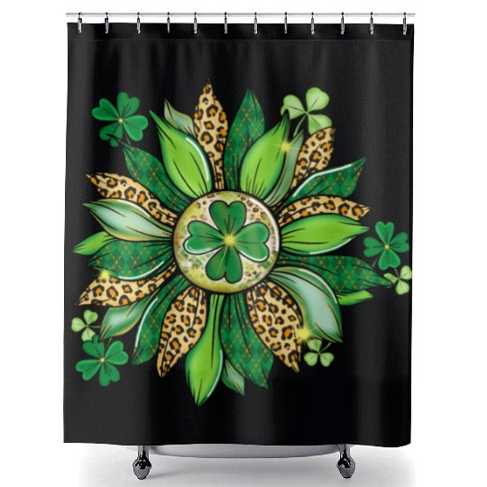 Sunflower Green With Leopard Shower Curtains