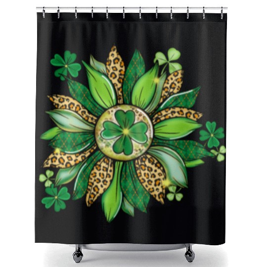 Sunflower Green With Leopard Shower Curtains