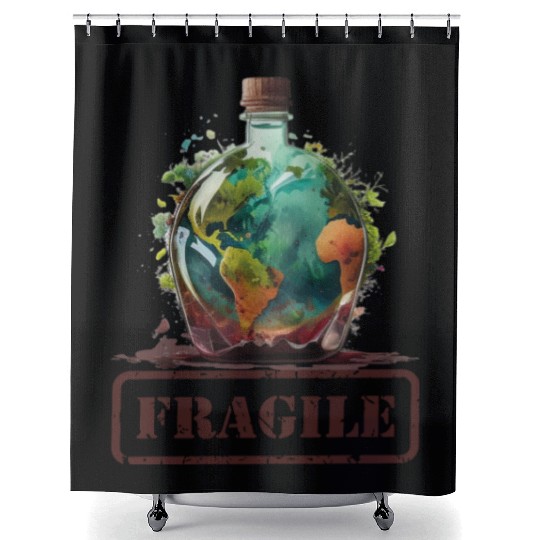 Fragile , Earth Day 2023 Planet Anniversary Shower Curtains