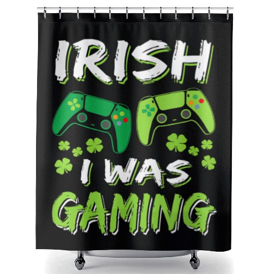 Irish I Was Gaming Funny St Patricks Day Gamer Boy Shower Curtains