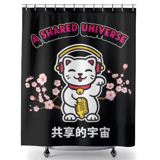 A Shared Universe Lucky Cat Shower Curtains