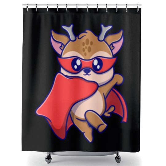 Cute super deer cartoon icon illustration gifts Shower Curtains