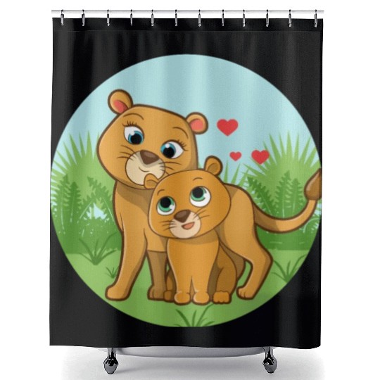 Mother Lion Baby Lion Shower Curtains