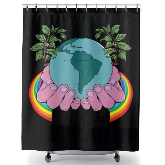 Be Kind To The Earth Rainbow Natural Environment Shower Curtains
