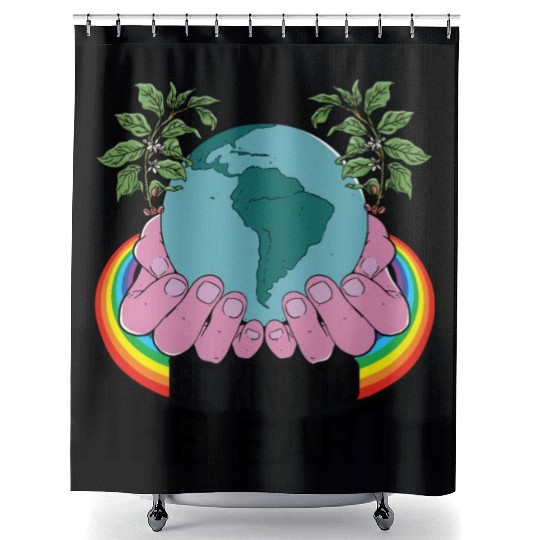 Be Kind To The Earth Rainbow Natural Environment Shower Curtains