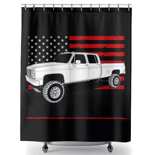 Lifted Square body truck American muscle Shower Curtains 4x4
