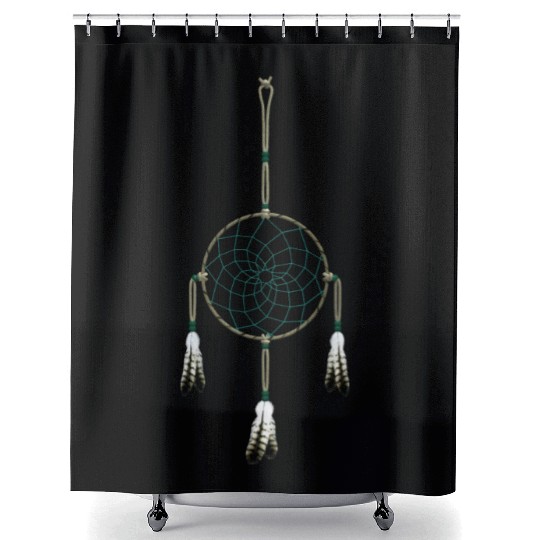 native american dreamcatcher green Shower Curtains