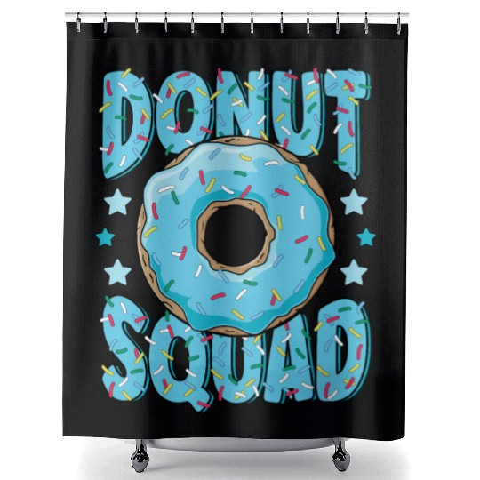 Blue Donut Squad Sprinkles Donut Lover Matching Shower Curtains