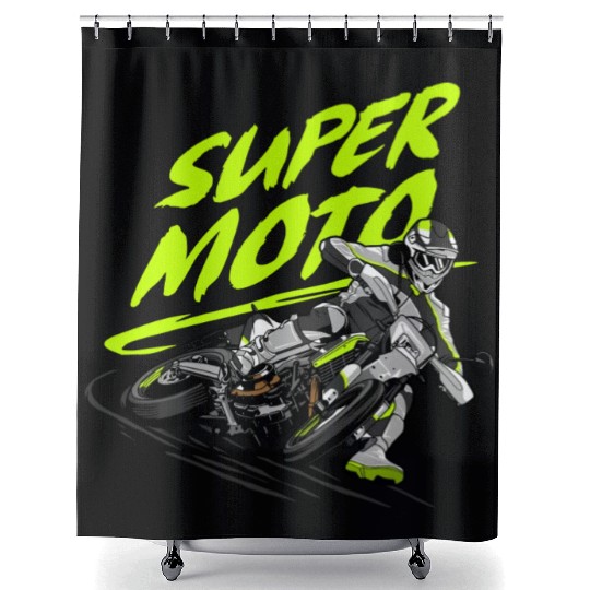Supermoto Dirt Bike Racing Outdoor Motocross Shower Curtains