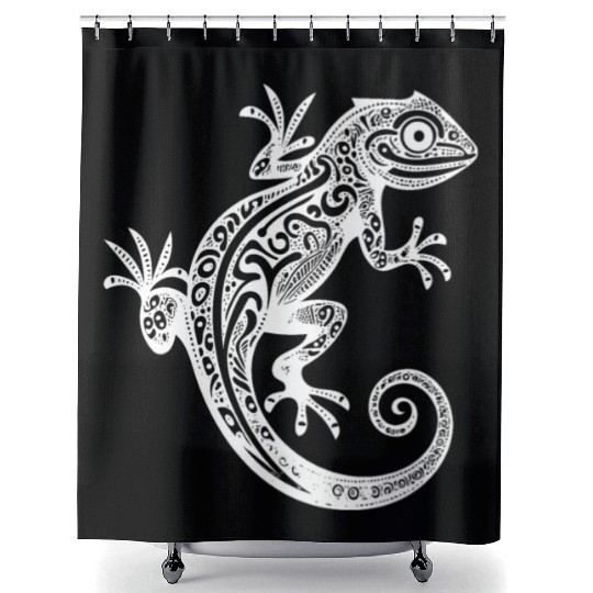 Cute T Tattoo Gecko On The Wall Shower Curtains
