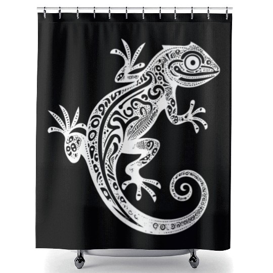 Cute T Tattoo Gecko On The Wall Shower Curtains