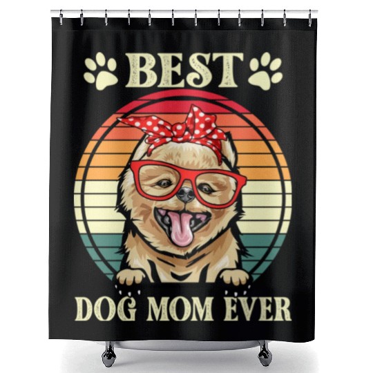 Funny Best Pomeranian Dog Mom For Dog Lover Shower Curtains