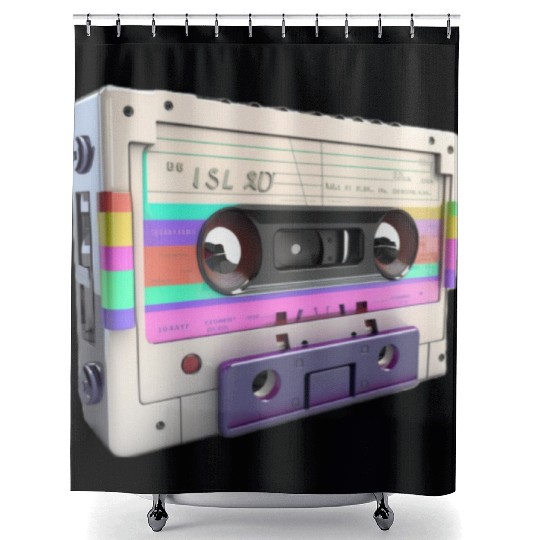 80s Music Cassette Tape : 3D, Neon, 80s songs Shower Curtains