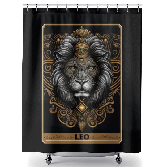 Lion Tarot Card Leo Zodiac Astrology Horoscope Wit Shower Curtains