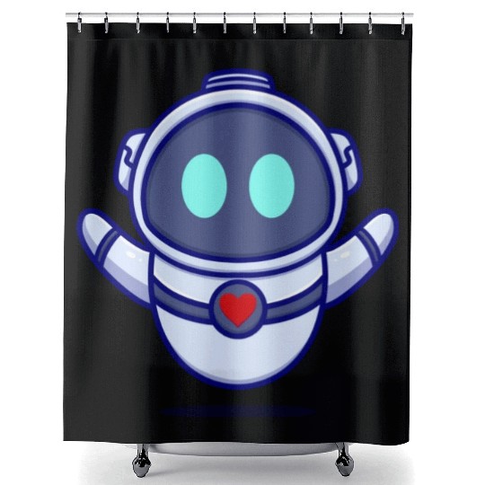Cute robot cartoon icon illustration gifts Shower Curtains