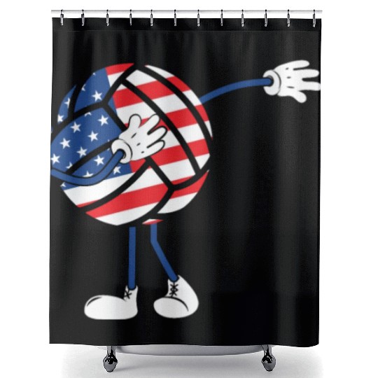 America USA Flag 4th Of July Volleyball Player Shower Curtains