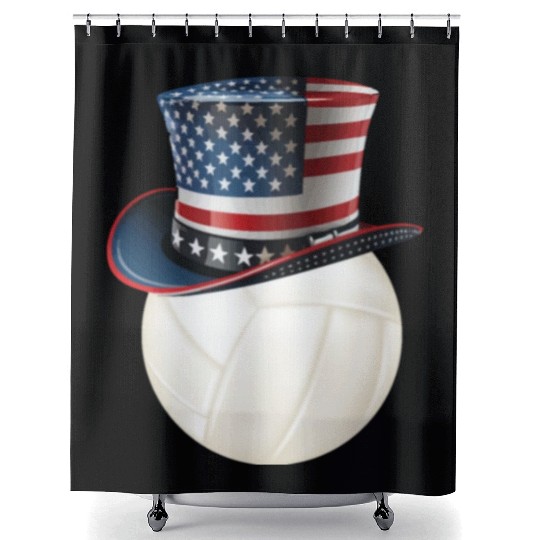 Patriotic America USA Flag 4th Of July Volleyball Shower Curtains