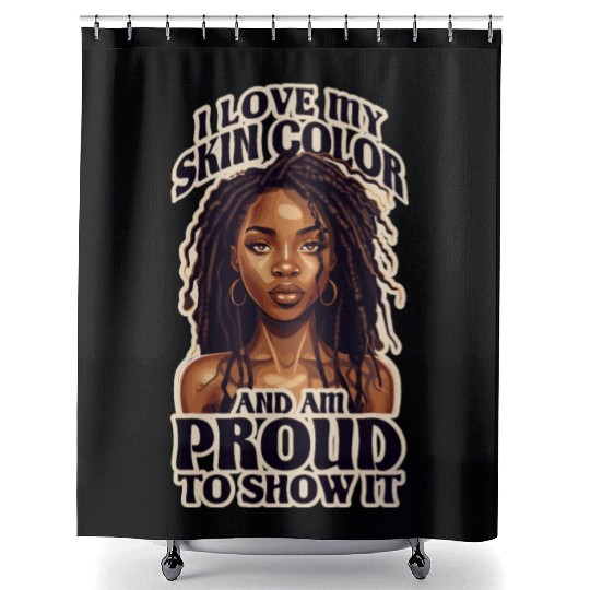 I Love My Skin Color Black Dreadlock Girl African Shower Curtains