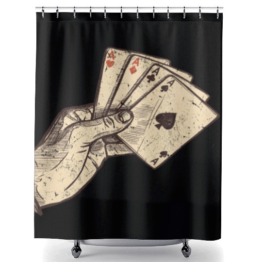 Poker Player Poker Hand With Poker Cards - Poker Shower Curtains