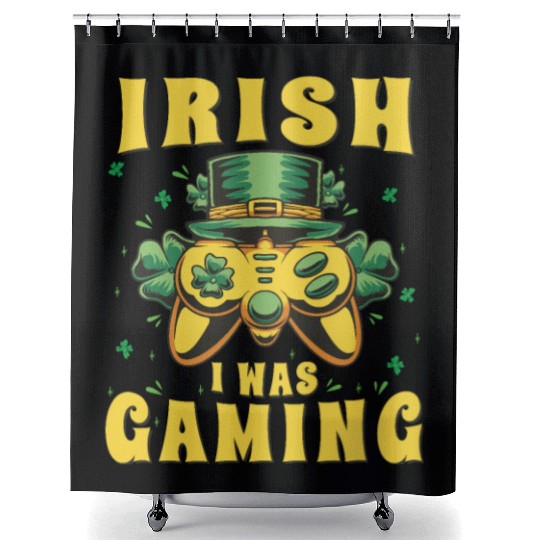 Video Game Controller, Irish I Was Gaming St Shower Curtains