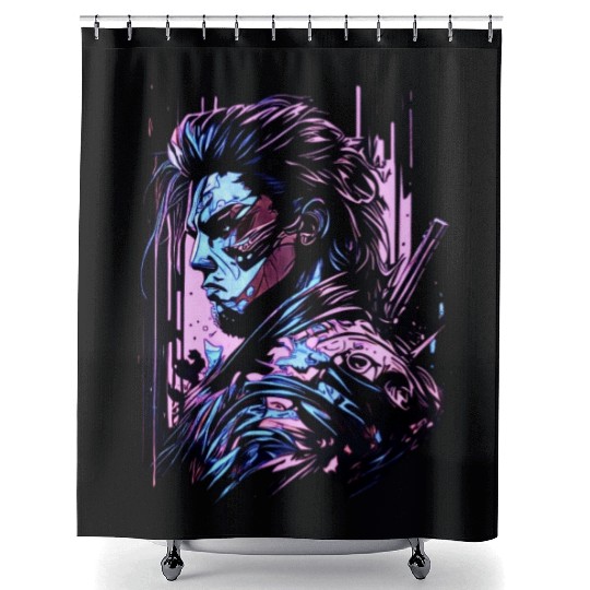 Samurai Warrior Japan Japanese Katana Manga warrio Shower Curtains