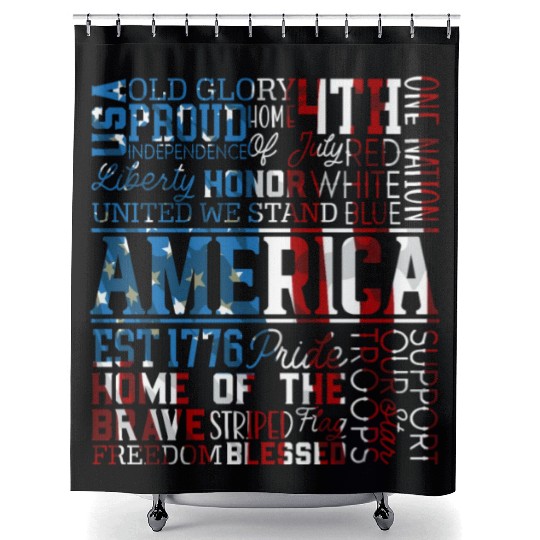 Patriotic Veteran USA Flag American Memorial Day Shower Curtains