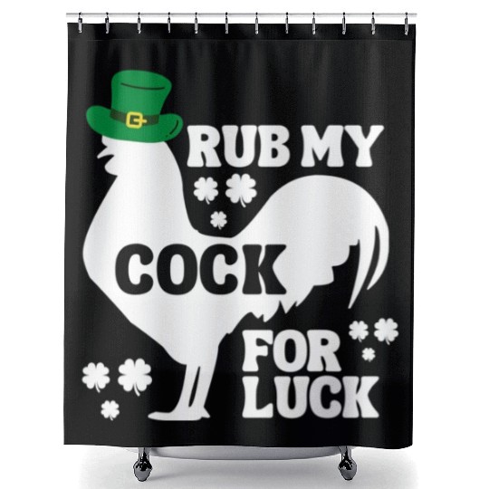 Rub My Cock for Good Luck, Funny St Patrick's Day Shower Curtains