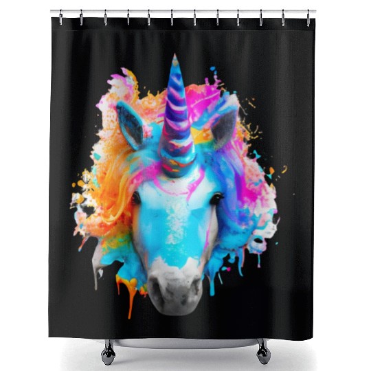 Colourful unicorn Shower Curtains