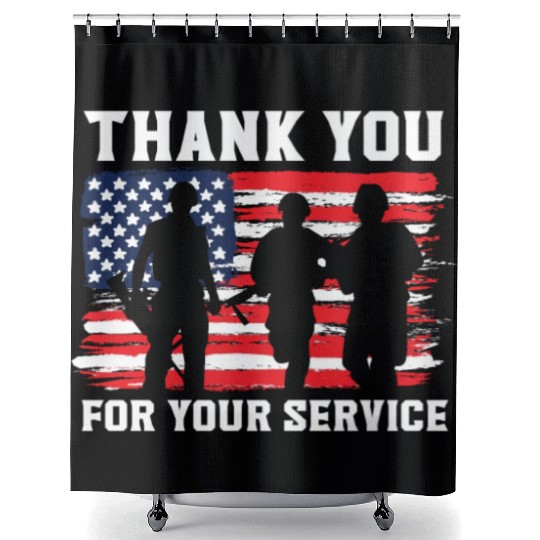 Patriotic Veteran USA Flag American Memorial Day Shower Curtains