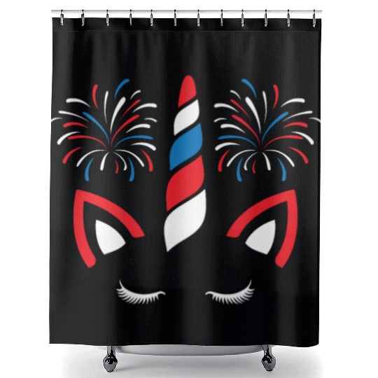 Patriotic America USA Flag 4th Of July Unicorn Shower Curtains