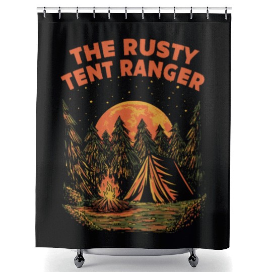 The Rusty Tent Ranger Camping Friends Camper Buddy Shower Curtains