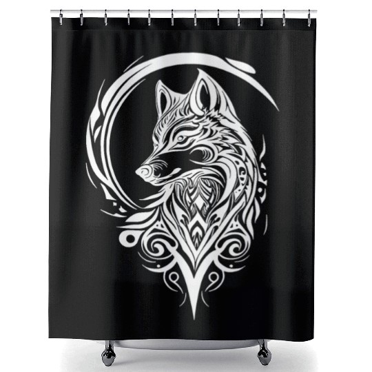 Pretty Wolf Portrait T Tattoo Style Shower Curtains