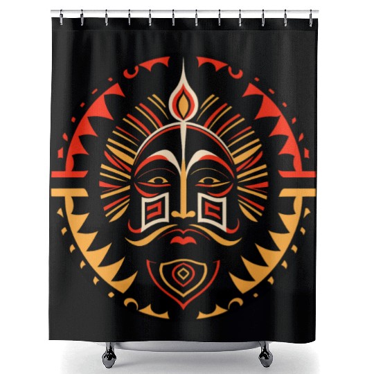 tribal art face,T Tattoo ,art deco design Shower Curtains