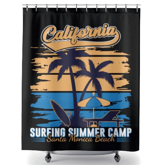 California Surfing Summer Camp Shower Curtains