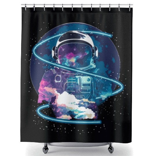 Galaxy Astronaut Full Moon Astronomy Space Science Shower Curtains