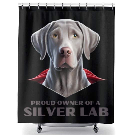 Silver labrador | Proud owner of a Silver lab Shower Curtains