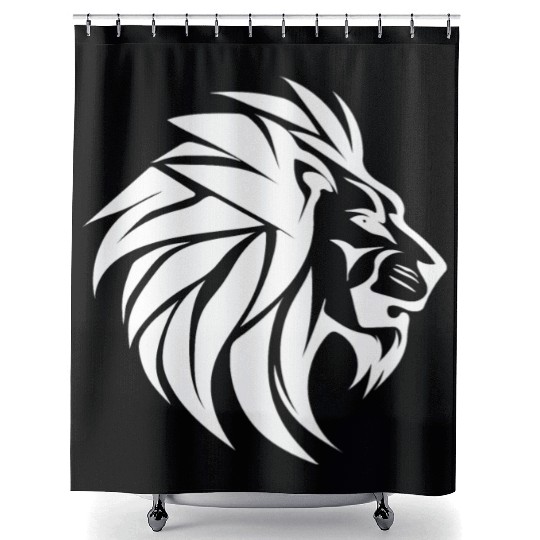 Large Lion Head With Mane Tattoo Style Shower Curtains