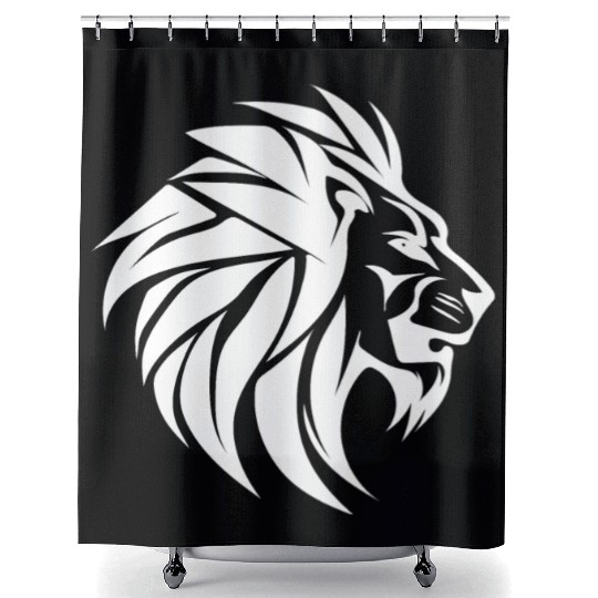 Large Lion Head With Mane Tattoo Style Shower Curtains