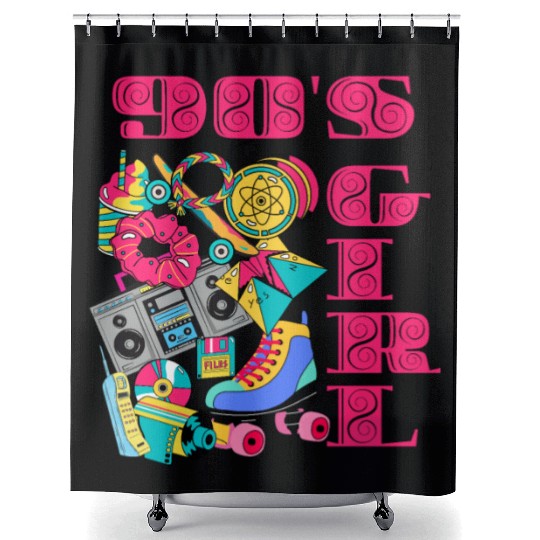 "90s Girl" Vintage Nostalgia Shower Curtains