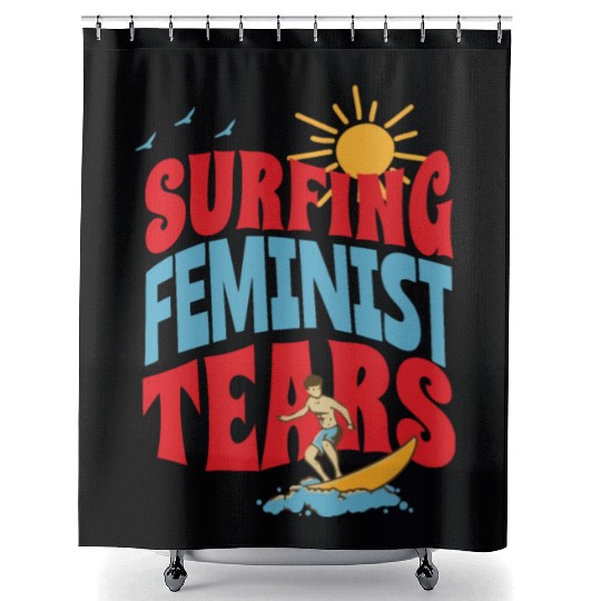 Surfing Liberal Tears Apparel Summer Time Shower Curtains