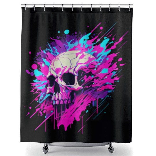 Vaporwave Skull Urban Aesthetic Pastel Goth Street Shower Curtains