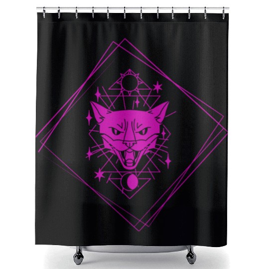 Purple cat Shower Curtains