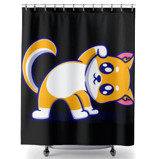 Cute dog cartoon icon illustration gift Shower Curtains