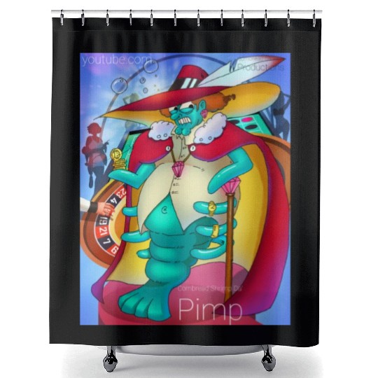 Cornbread Shrimp Da' Pimp (green) Shower Curtains